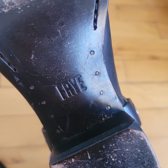 Frye Black Leather Ankle Booties with Buckle - Picture 3 of 9